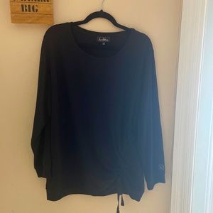 Sam Edleman ruched aide sweater; cotton; black